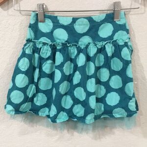 Cherokee Girls Sz XS‎ 4/5 Polka Dot Ruffle Skirt 100% Cotton Teal